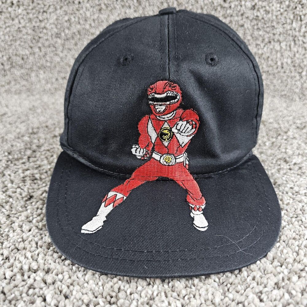 Vintage Mighty Morphin Power Rangers Hat Cap Snap Back Black Red Jason Youth 90s